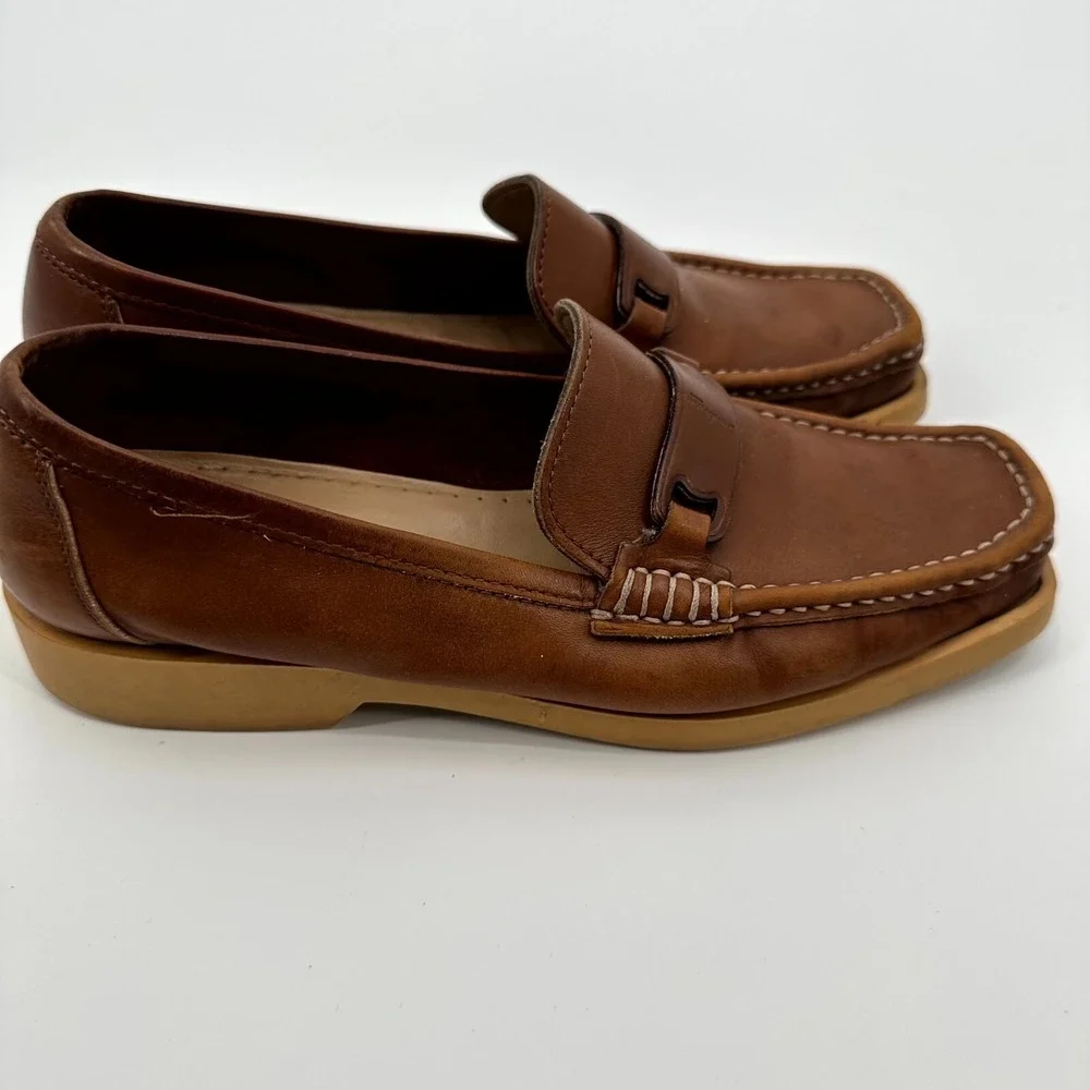 Vintage‎ Salvatore Ferragamo Boat Shoes Women's Size 6 Brown Leather Square Toe